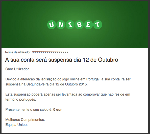 Unibet fechada