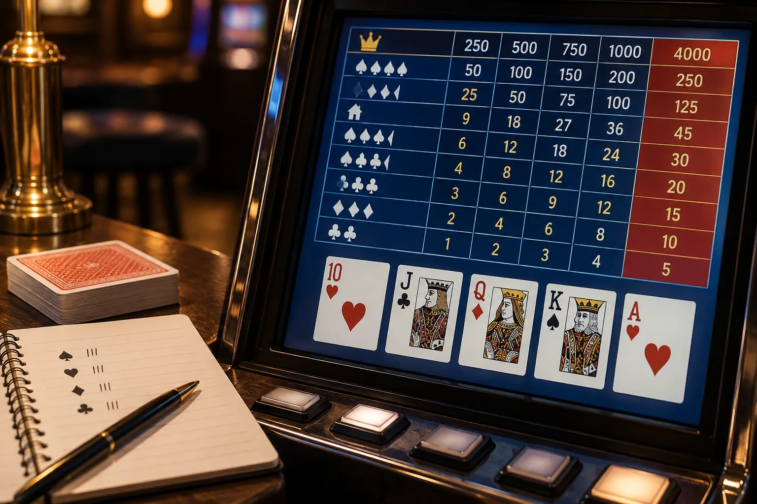 Como ler a tabela de pagamentos de um video poker